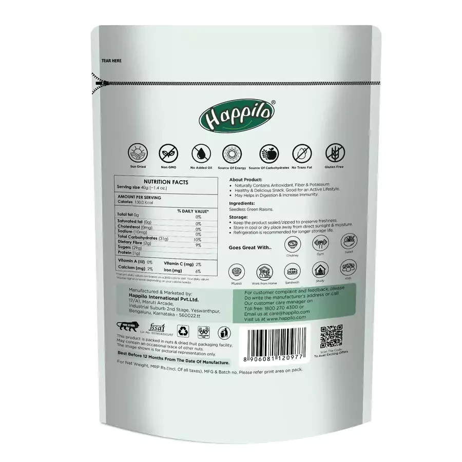 Happilo Premium Seedless Green Raisins, 250 g-3.webp